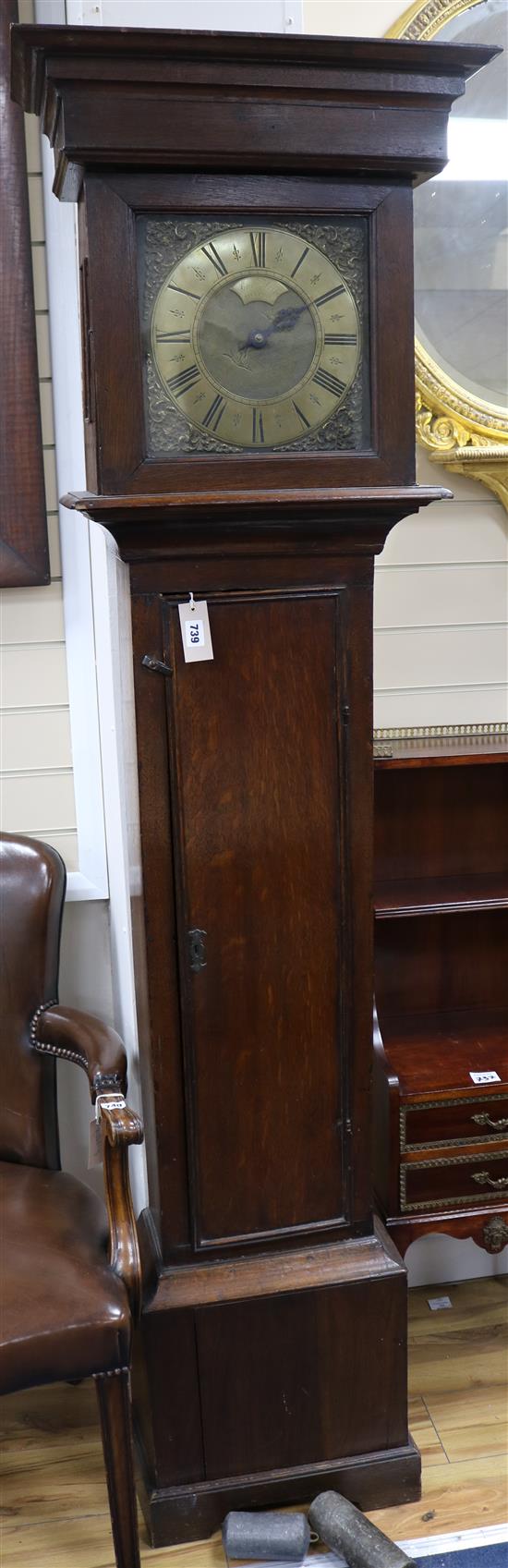 An 18th century oak thirty hour longcase clock, by Simon Thorne of Tiverton, H.195cm